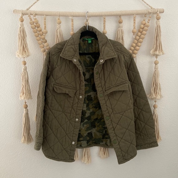Dip boys quilted jacket army green twill utility shirt jacket kids medium 8/10 - Picture 3 of 14